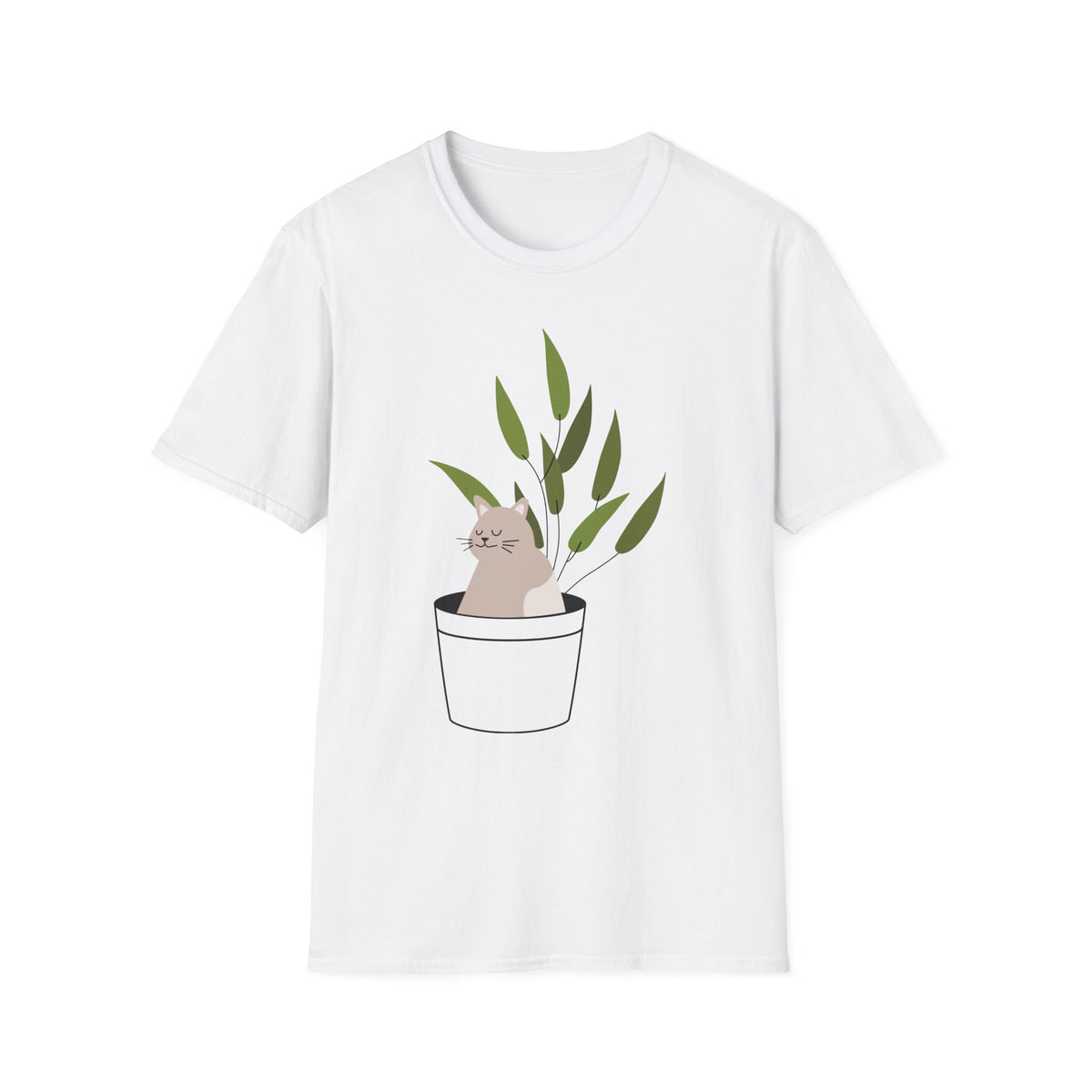 Cat in Plant Pot T-Shirt — Cute Houseplant Cat Graphic Tee