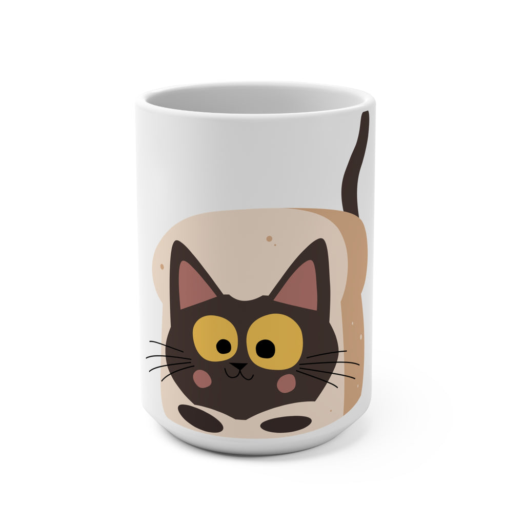 Cute Black Cat in Toast 15oz Coffee Mug — Kawaii Cat Lover Gift