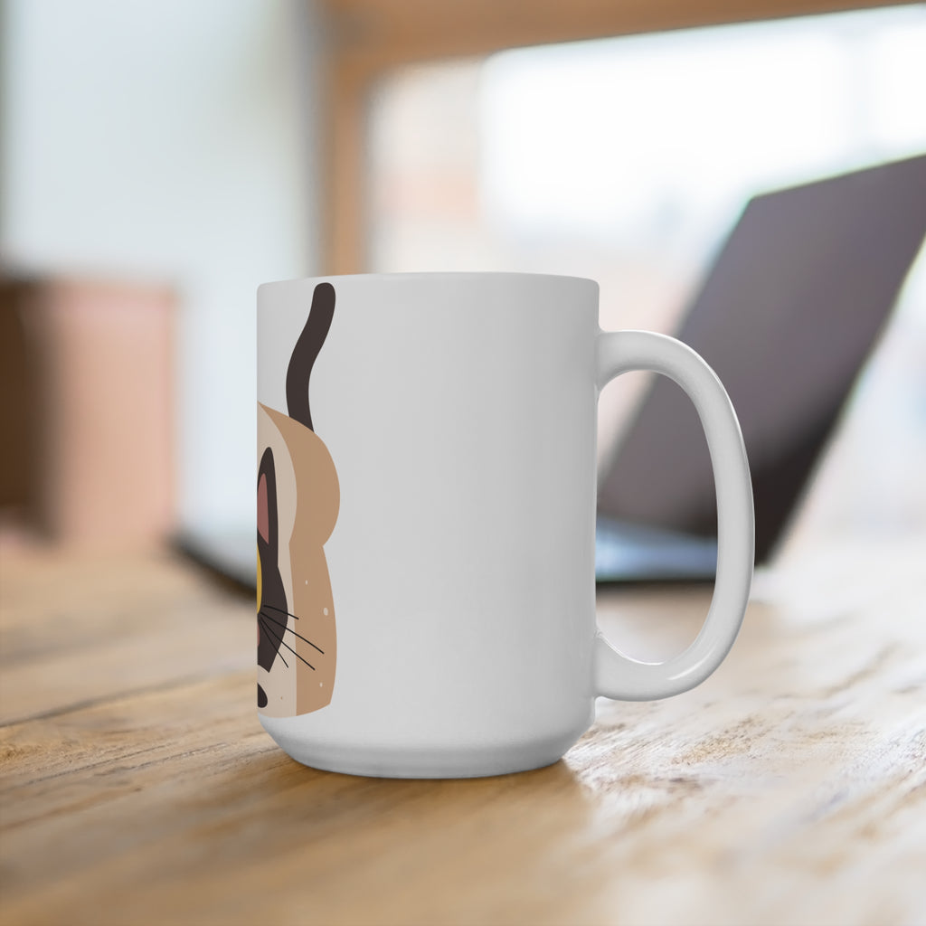 Cute Black Cat in Toast 15oz Coffee Mug — Kawaii Cat Lover Gift