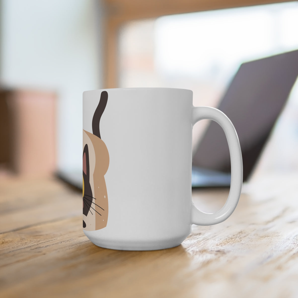 Cute Black Cat in Toast 15oz Coffee Mug — Kawaii Cat Lover Gift