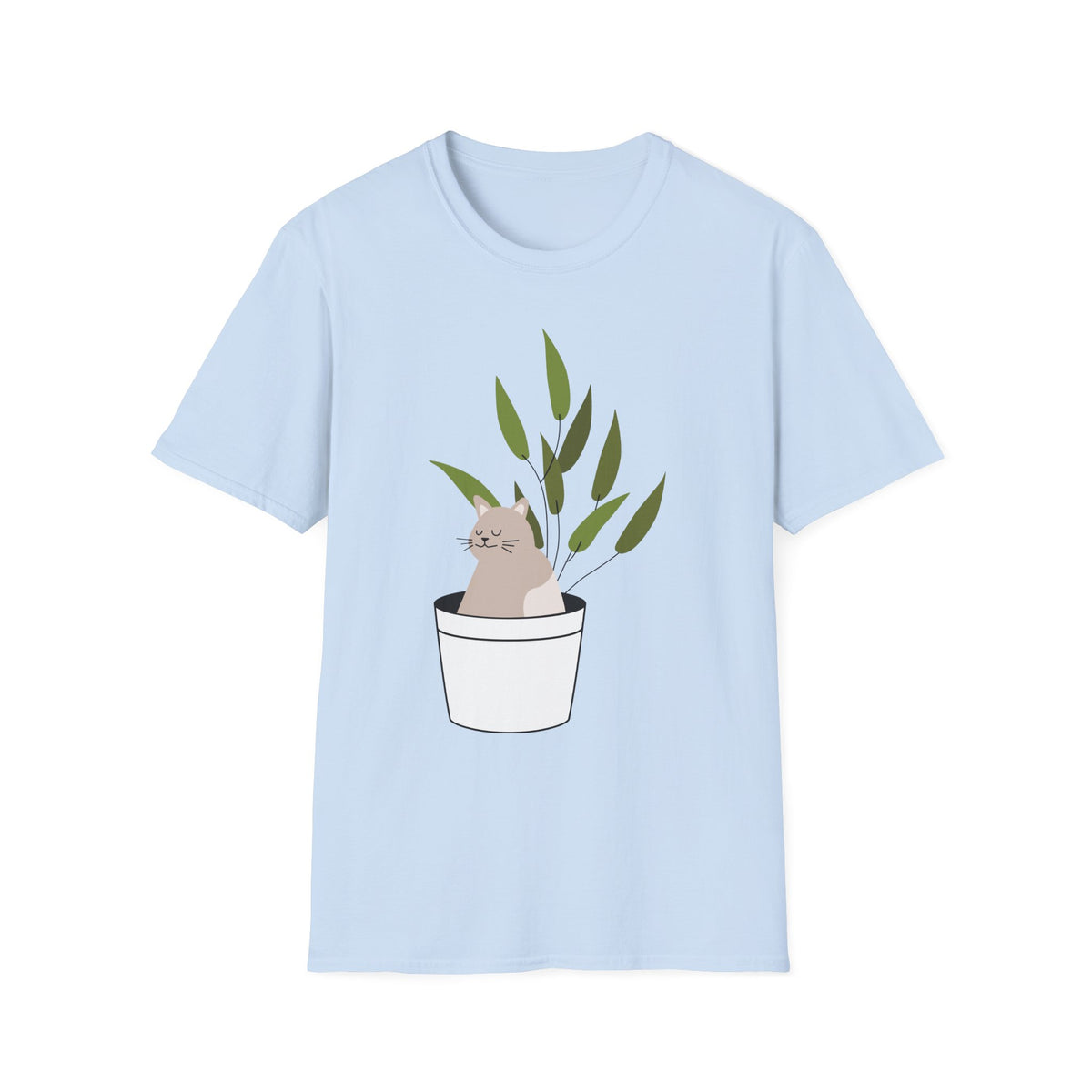 Cat in Plant Pot T-Shirt — Cute Houseplant Cat Graphic Tee