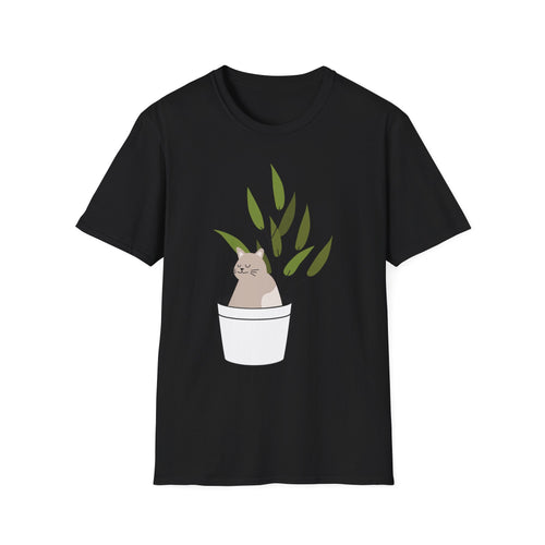 Cat in Plant Pot T-Shirt — Cute Houseplant Cat Graphic Tee